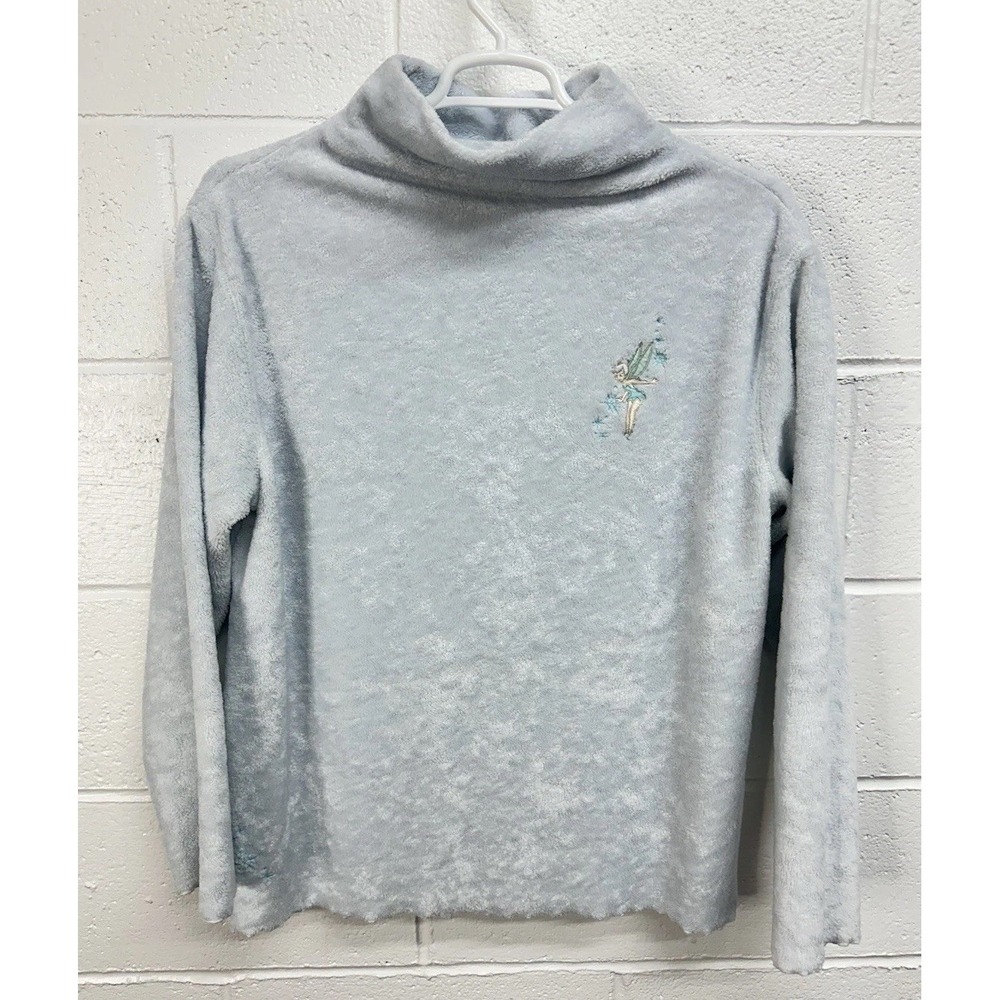 Disney‎ Store Pullover Blue Tinker Bell Plush Fleece Mock Neck / Women's XL